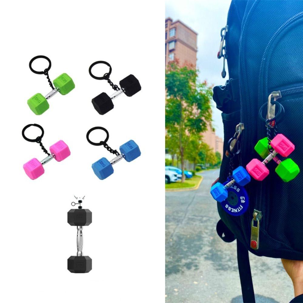 Hanging Ornament Sports Key Ring Fitness Equipment Barbell Pendant Dumbbell Keychain School Bags
