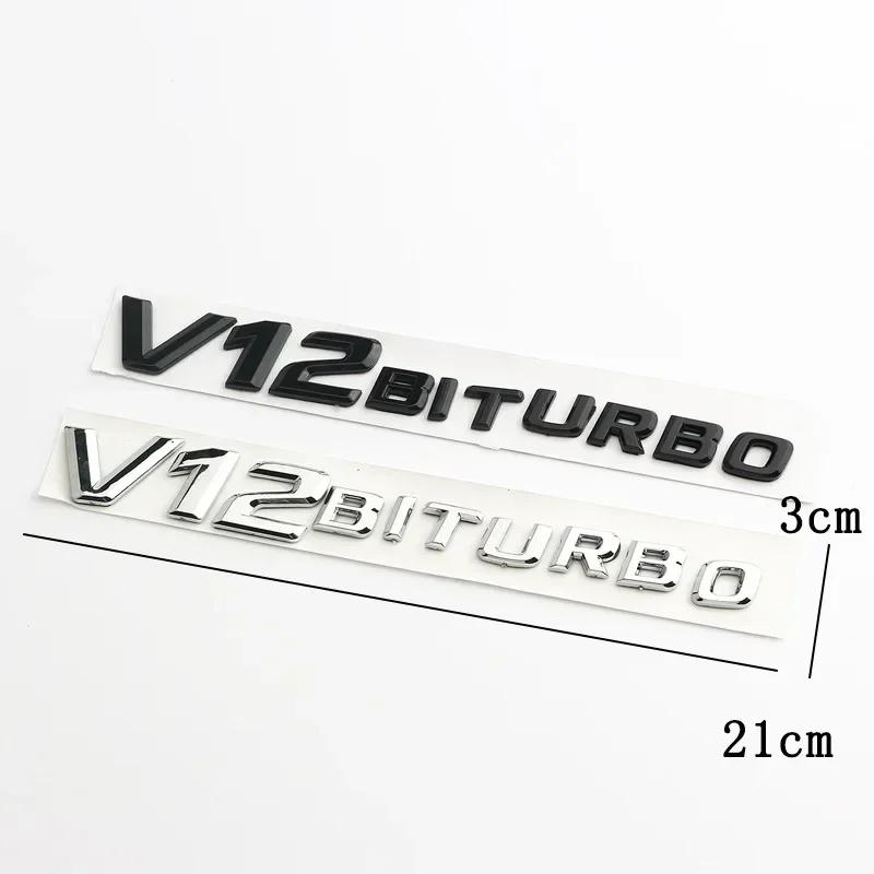 3D Chrome Black V8 V12 BITURBO Lettering Fender Emblem Badge Sticker for Mercedes Benz AMG logo E63 CL63 CLS63 G63 ML63 S63 SL63 AX1