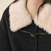 SEIFINI Women's Faux Fur Collar Toggle Button Wool Blend Coat