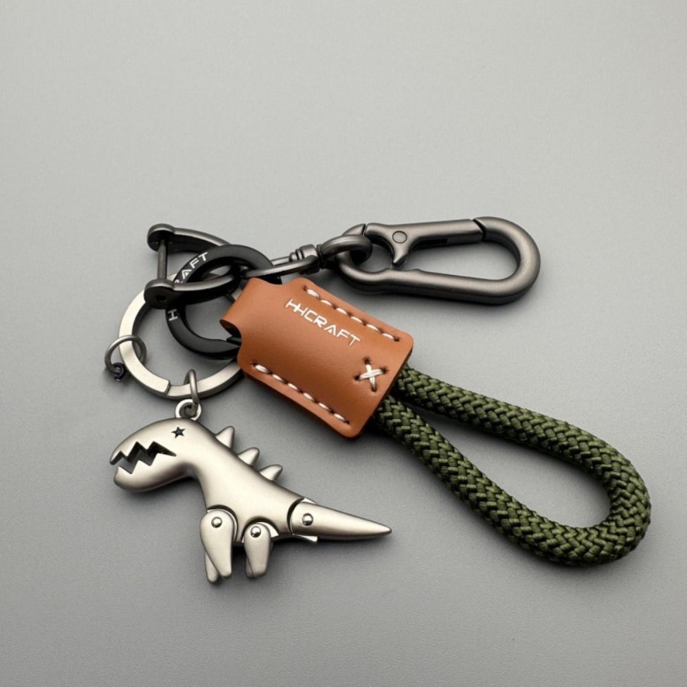 Cartoon Dinosaur Pendant Animals Bag Hanging Accessories Leather Rope Car Keychain Car Accessory