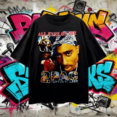 Летняя винтажная футболка с графикой 2Pac All Eyez on Me в стиле хип-хоп, дышащая. Повседневные рубашки с коротким рукавом для взрослых и детей. Y2k
