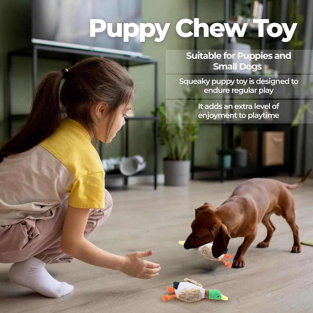 Durable Dog Chew Toys Cute Plush Duck Sound Toy Stuffed Squeaky Animal Squeak Dog Toy Cleaning Tooth Dog Chew Rope Toys