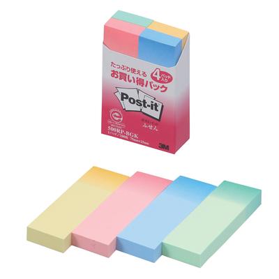 Notes Value Pack Sticky Notes 4 Colors Gradient 75 x 25 mm 100 Sheets x 4 Blocks Post-It 500RP-BGK