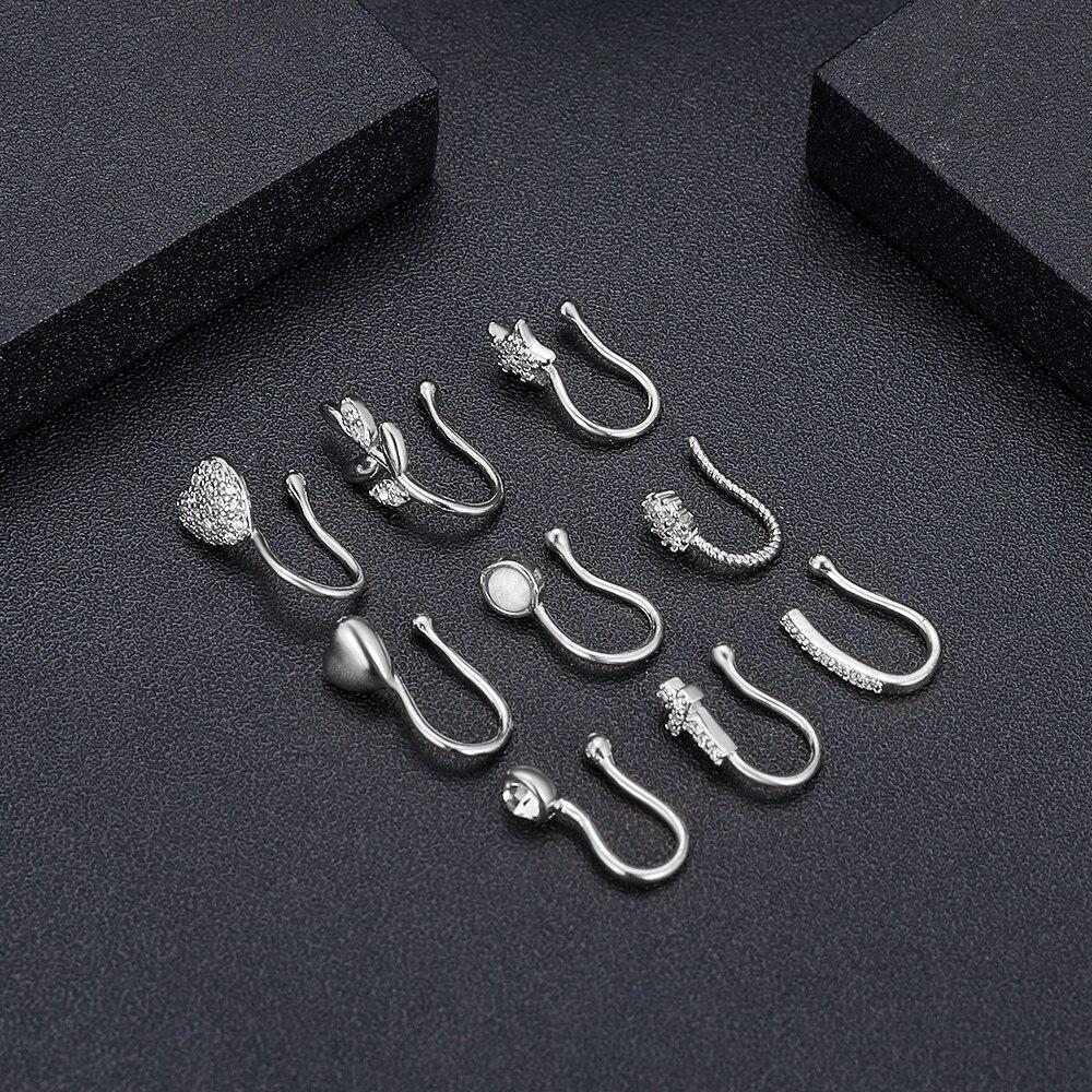 9/12pcs Fake Nose Rings Set Steel Gold Color Faux Body Jewelry Piercing Lot Heart Butterfly Fake Helix Tragus Ear Clip Cuff Bulk