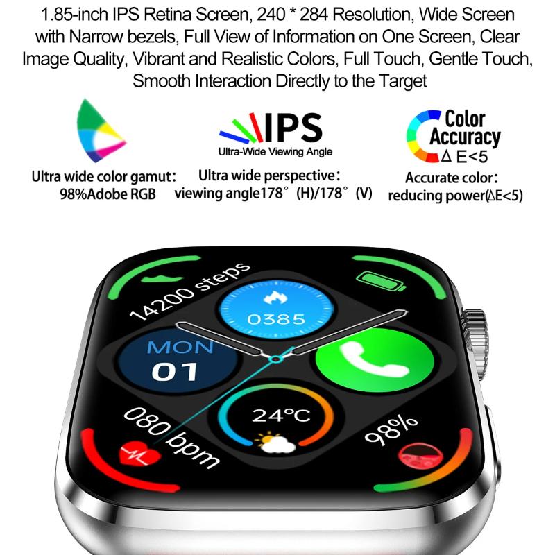 2025 Новые смарт-часы с NFC и Bluetooth-вызовом для мужчин, 1,85" AMOLED-экран, измерение артериального давления и пульса, женское здоровье, водонепроницаемые смарт-часы для женщин