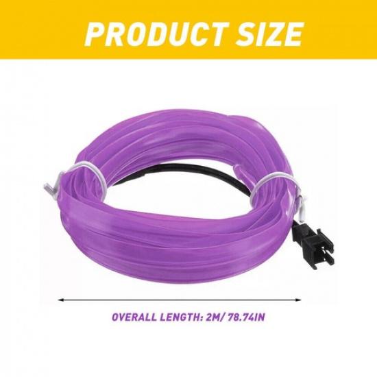 2M Auto Car LED Strip Light Interior Decor Atmosphere Wire Strip Lamp 12V Purple