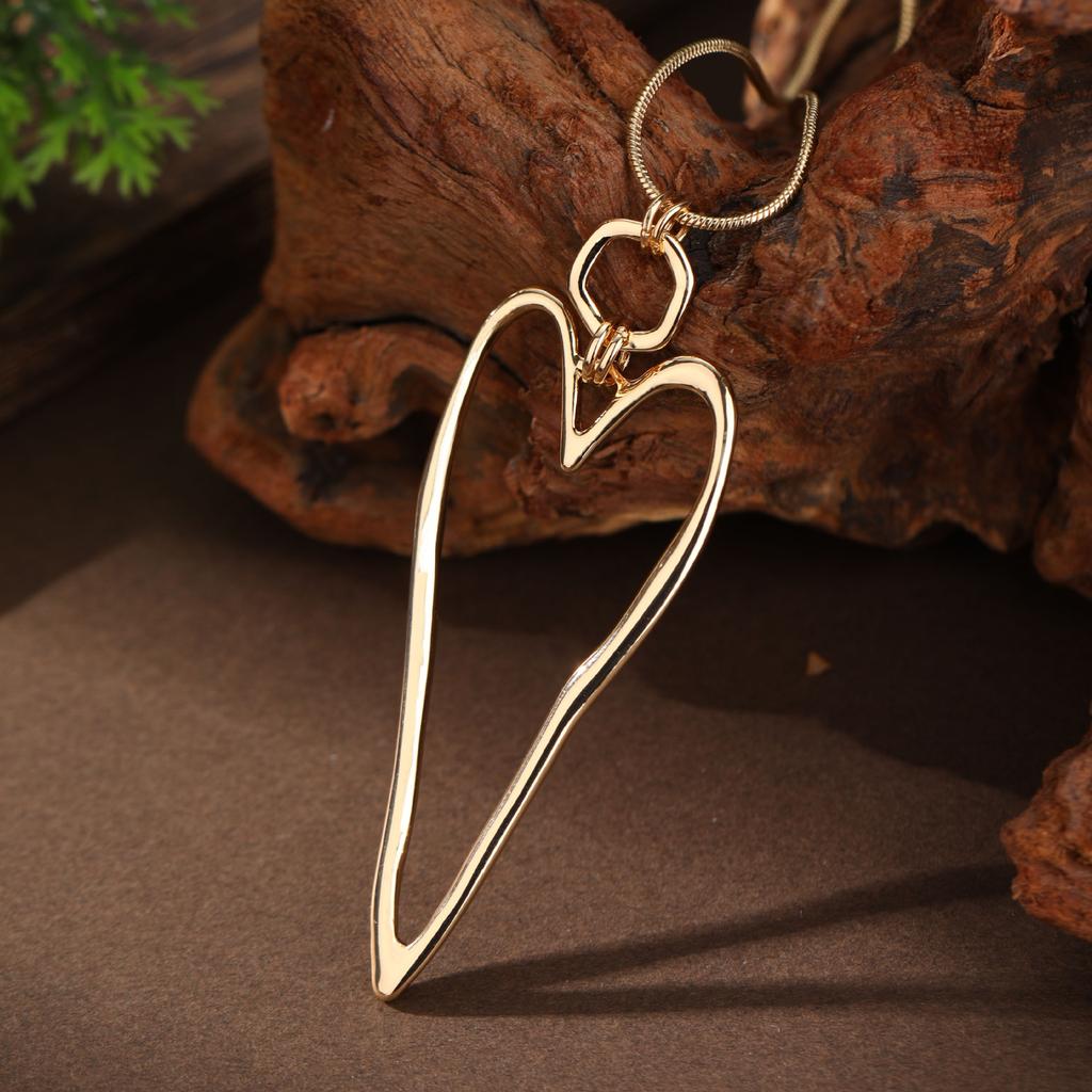 Новая полая геометрическая любовь длинная подвеска, женское простое полое сердце длинное ожерелье