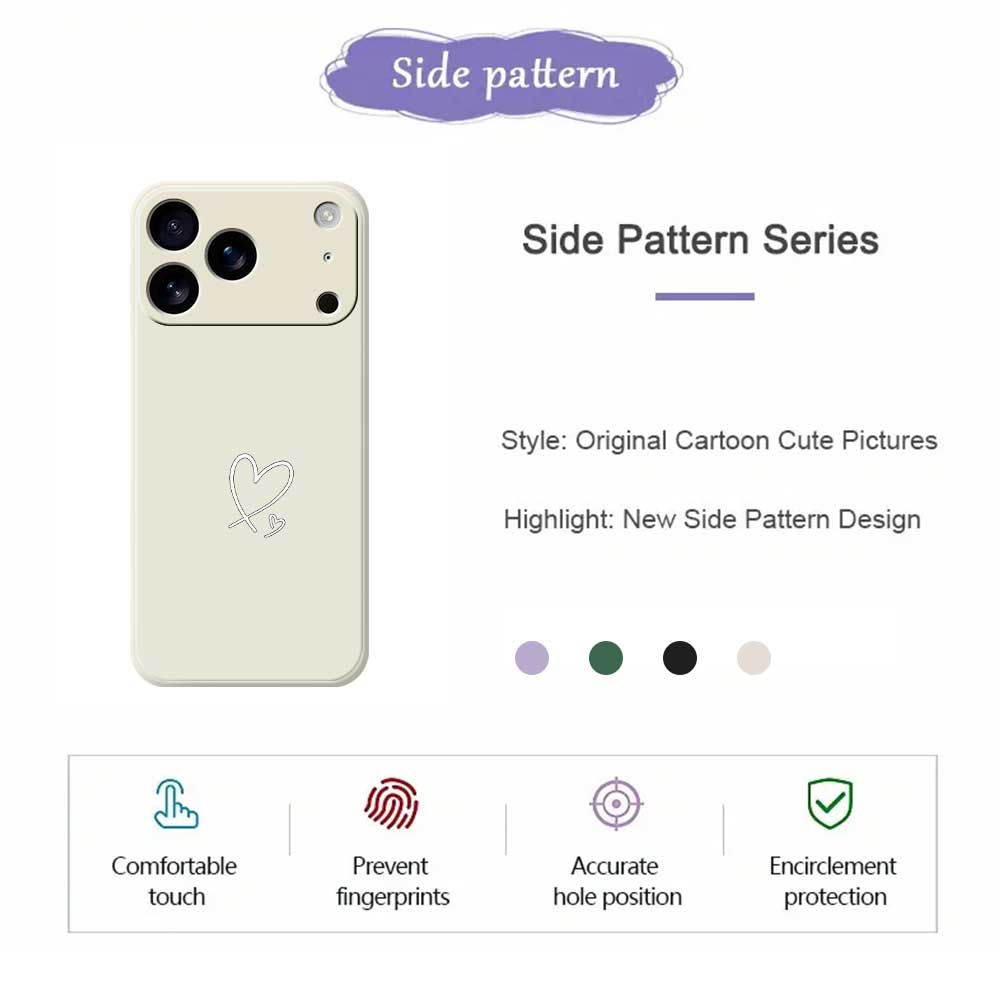 For iPhone 17 Pro Case White Love Pattern Printing Straight Edge TPU Phone Back Cover