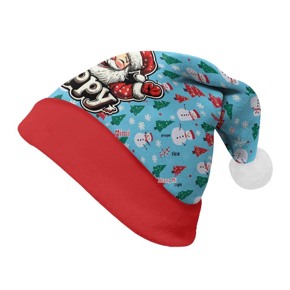 2024 Christmas Short Plush Santa Claus Hat for Adults & Kids - DIY Printed Ornaments