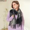 Plaid Faux Cashmere Scarf Winter Scarf Female Shawl Thickened Warm Tassel Scarf