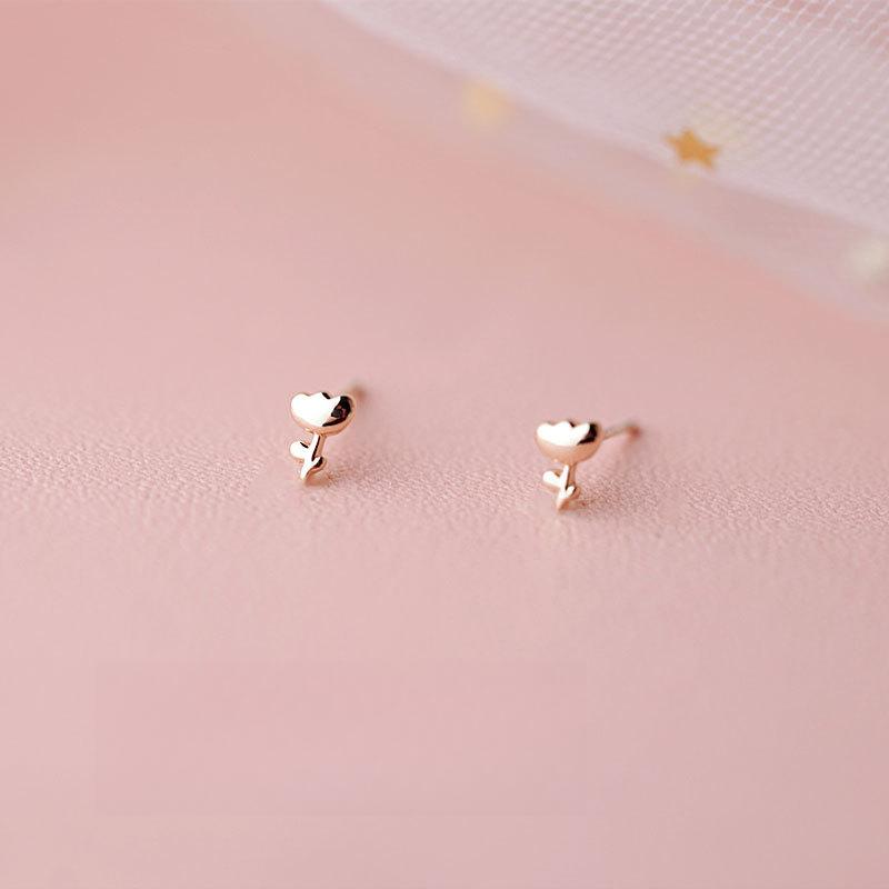 Мини Серьги-тюльпаны с цветком розы Мини Маленькие Студенческие Бесплатные Серьги Лесной стиль Свежие и Модные