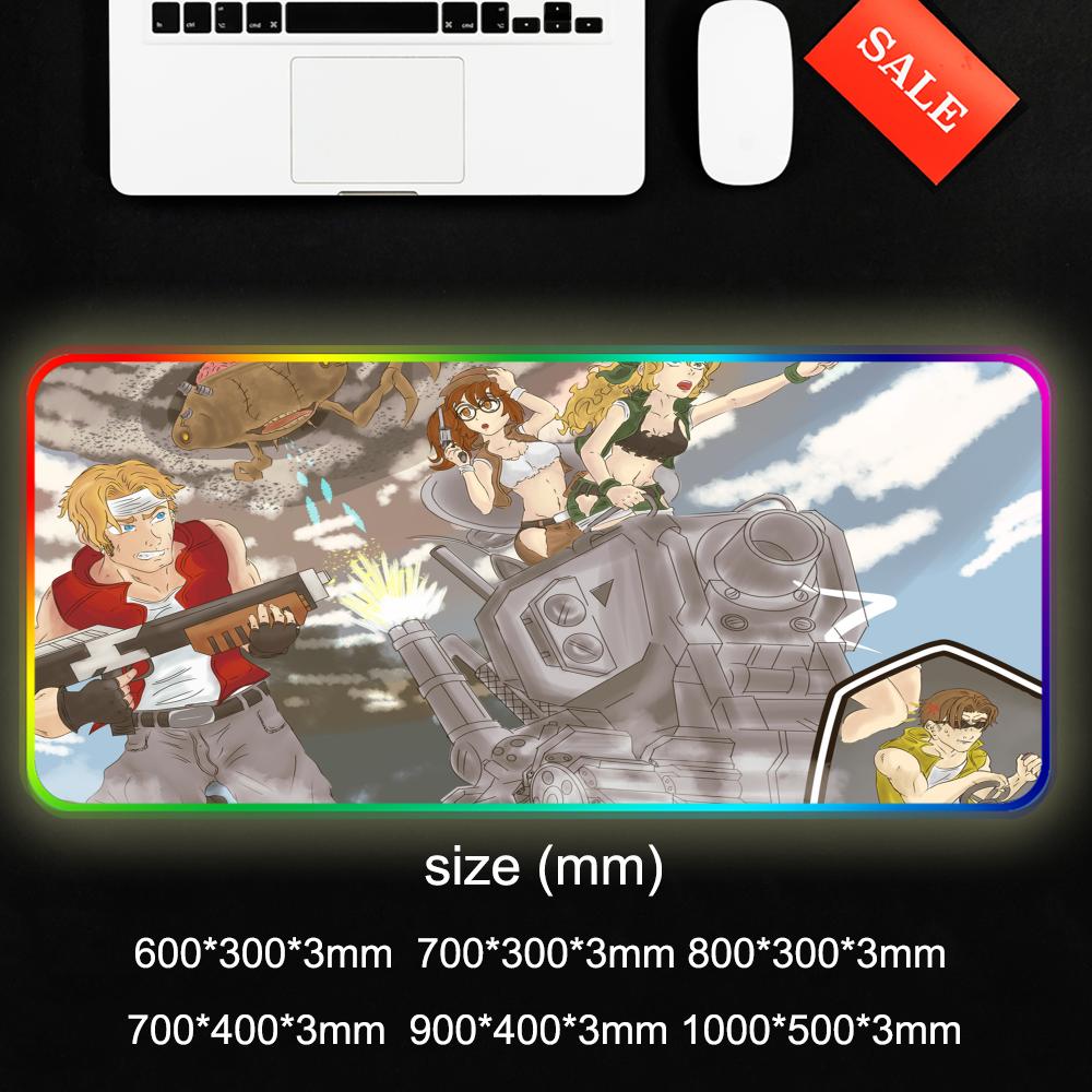 Metal Slug Игровой коврик для мыши RGB Большой светодиодный коврик Настольный коврик для ПК Светящийся коврик для мыши Большие коврики для клавиатуры Настольный ковер с подсветкой