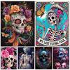 Новая Алмазная Картина Полный Квадратный/Круглый Алмаз "Череп Цветок" Узор Вышивка Крестом 5DDIY Украшение Стразами
