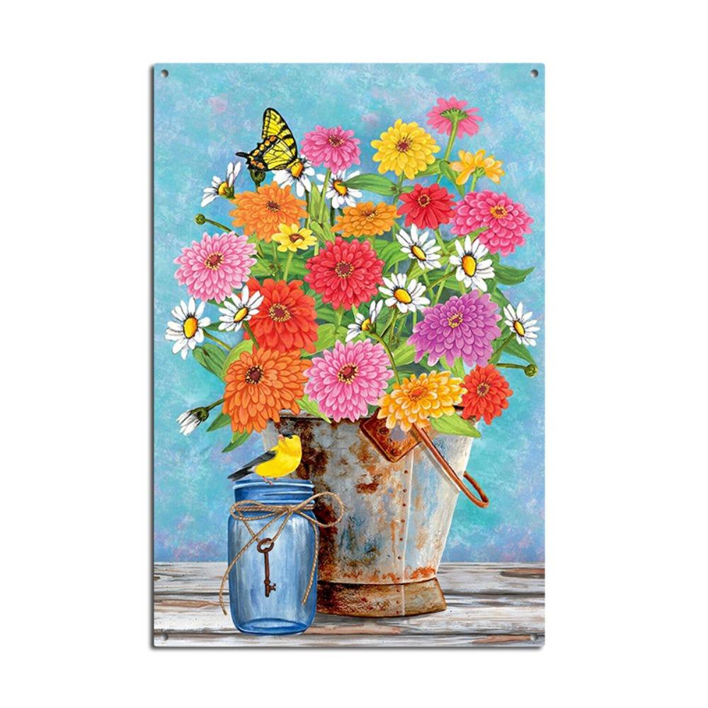 Pastoral Art Plaque Butterfly Wall Decor Garden Metal Plate  Living Room