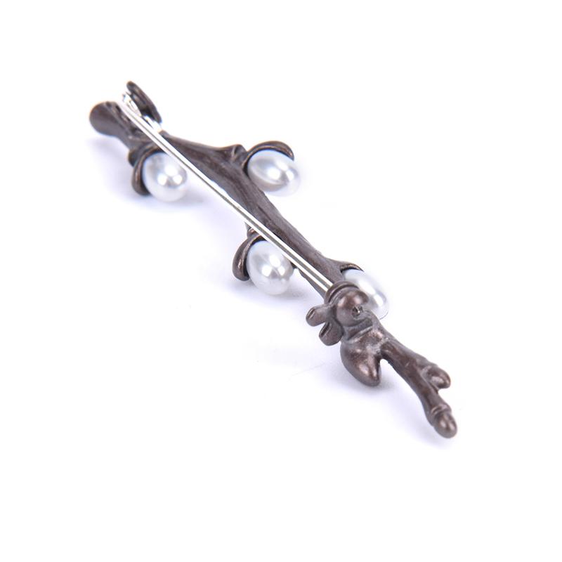 Vintage Pearl Plum Blossom Flower Branches Brooches Pins Elegant Bouquet Brooch