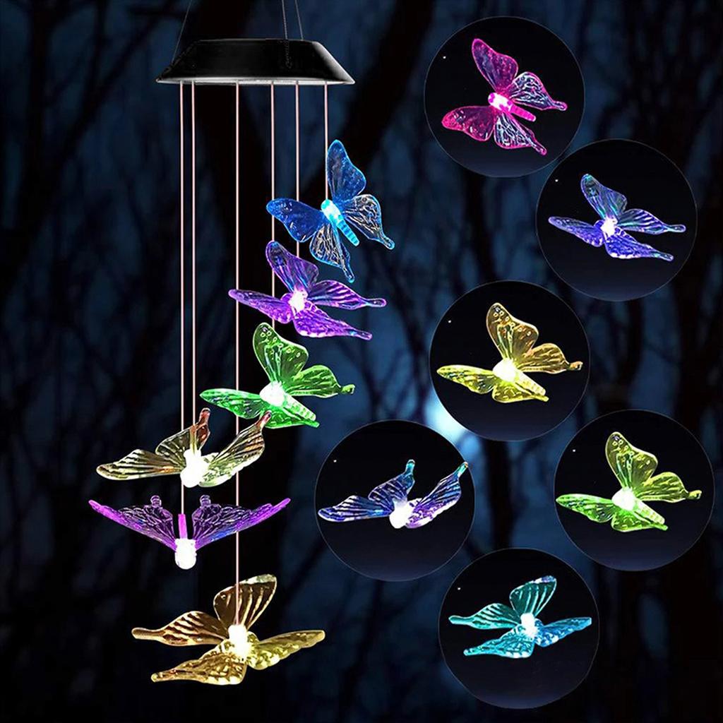 Solar Wind Chime Light Butterfly Light with LED Waterproof and Durable Home Decoration Solar Wind Chime Hanging Light