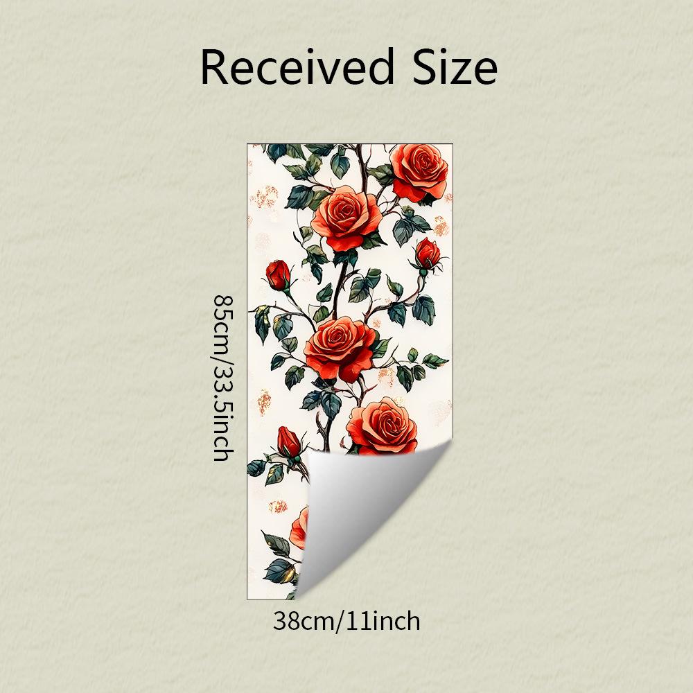 Painted Rose Flower Balcony Glass Window Beautification and Decoration Static Electricity Window Stickers