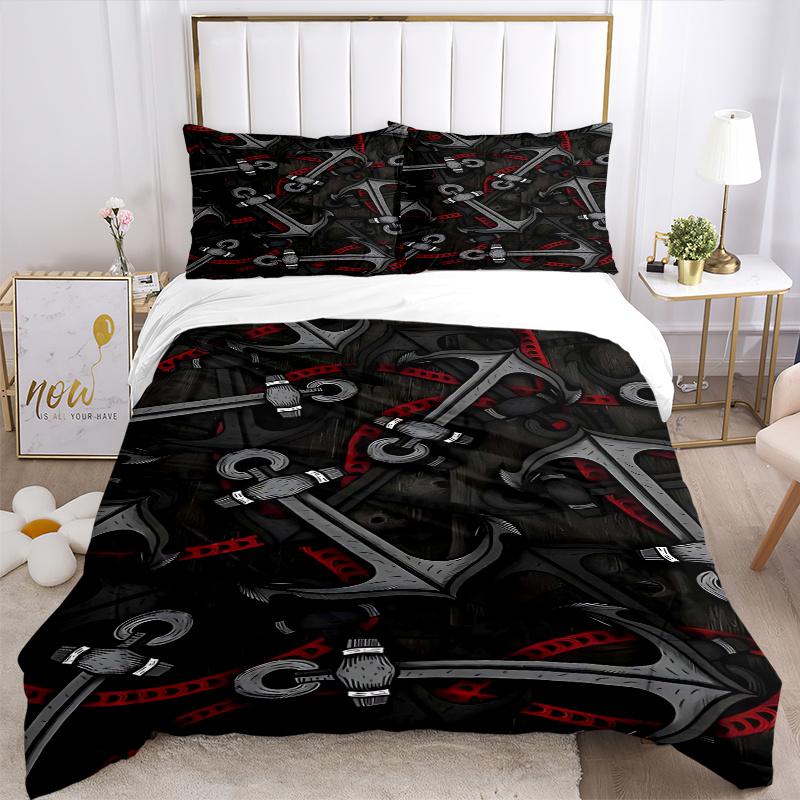 3pcs Anime Cartoon Design Anchor Pattern Bedding Set with One Quilt Cover and Two Pillowcases (No Core) - Home Decor, Festival Gift, Polyester Fabric,