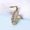 Fashion Explosive Musical Instrument Alloy Diamond Saxophone Brooch Shirt Coat Clothing Accessories Women