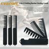 Multifunctional 3 in 1 Folding Pocket Comb, Wide & Fine Tooth Oil Head Beard Styling Comb Portable Travel Barber Hair Grooming T