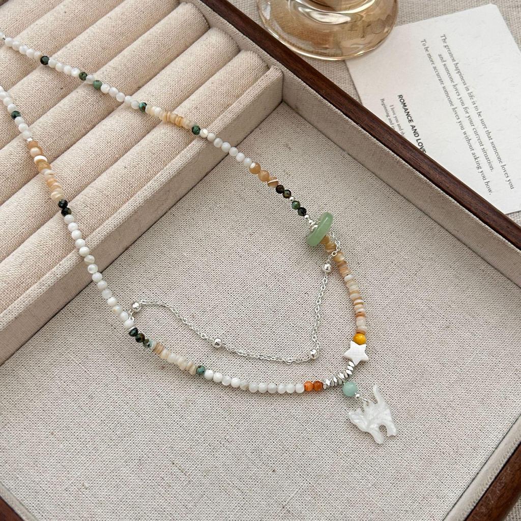 Ожерелье из натурального камня с бусинами для женщин - Роскошный чокер-цепочка на ключицу 2025