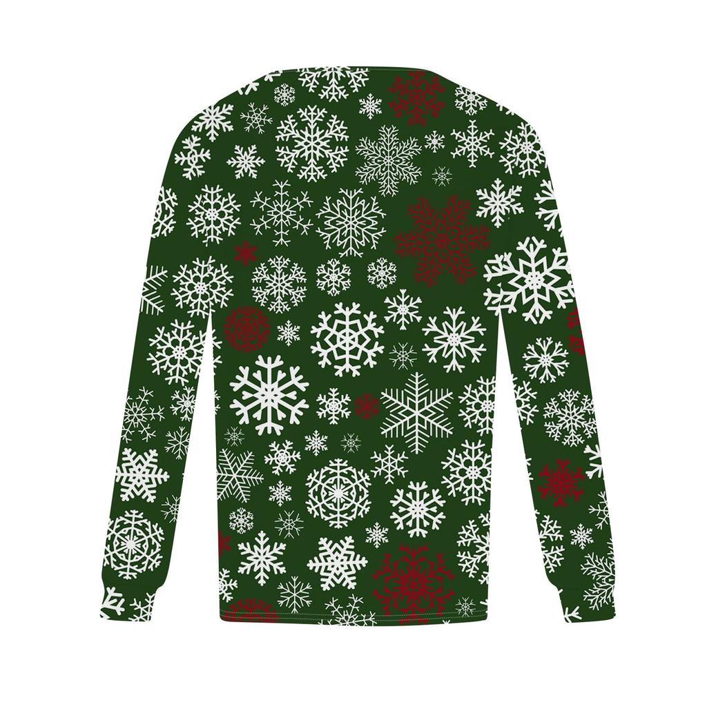 Женская повседневная футболка с круглым вырезом и длинными рукавами с рождественским принтом и складками