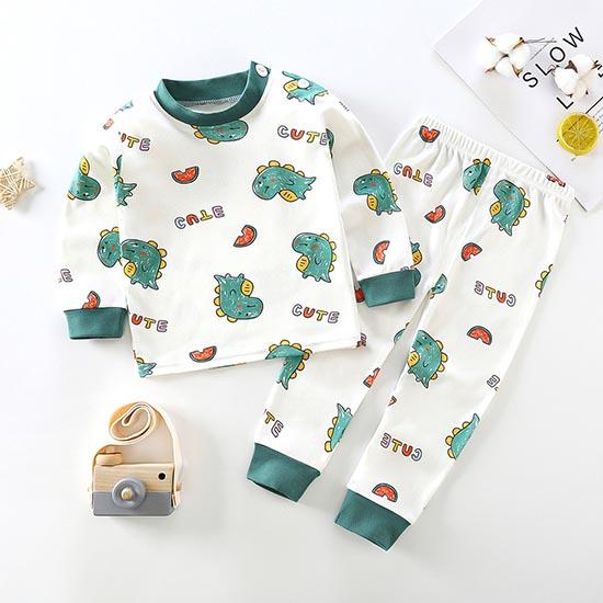 Winter Kids Long Sleeve O Neck T Shirt Pants Set Casual Baggy 2pcs Suit Cotton Cartoon Printes Outfit