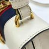 [Pre-Owned] Sylvie Gold Buckle Striped Web Leather Mini Tote Shoulder Crossbody Bag - Good #ZK2C0G