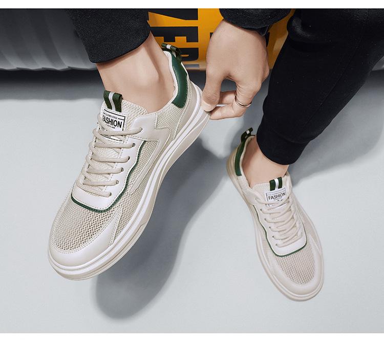 Мужские модные 2025 белые дышащие сетчатые спортивные туфли - летние износостойкие повседневные кроссовки
