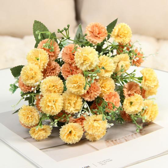 Искусственная гвоздика 20 головок, реалистичные искусственные шелковые цветы, свадебная вечеринка, домашний офис, центральный элемент стола, искусственные цветочные растения, украшение ветки