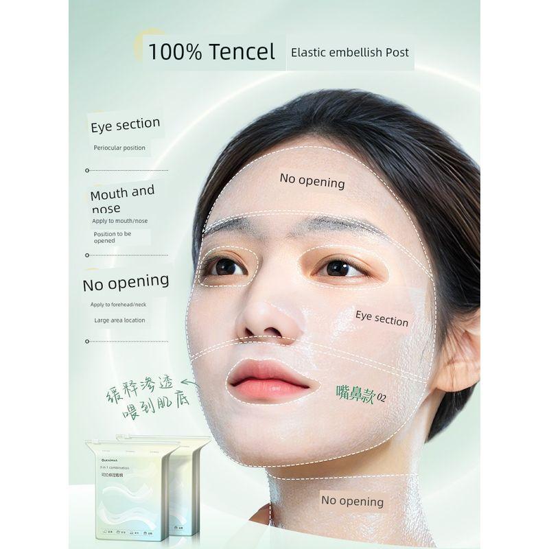 Three-in-One Wet Compress Cotton Face Special Gauze Stretchable Facial Mask Tissue Cotton Cloth Makeup Towel Makeup Remover Open Hole Face