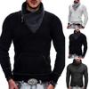 Men's Casual Solid-color Patchwork Style Long-sleeved Sweater, Men's High-neck Pocket Knitted Sweater
