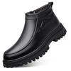 Fashion Winter Warm Cotton Boots for Men Fashion Casual Black New Designer Cow Leather Shoes Male Soft Sole Platform Ankle Boots Man