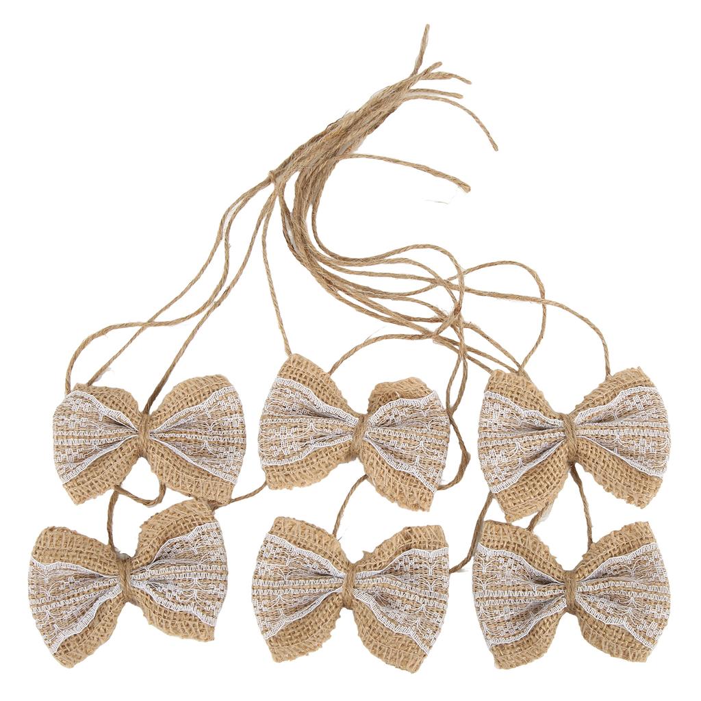 6 шт. бант из мешковины в деревенском стиле бант из мешковины кружевной бант своими руками для рождественской вечеринки свадьбы дома подарочная упаковка
