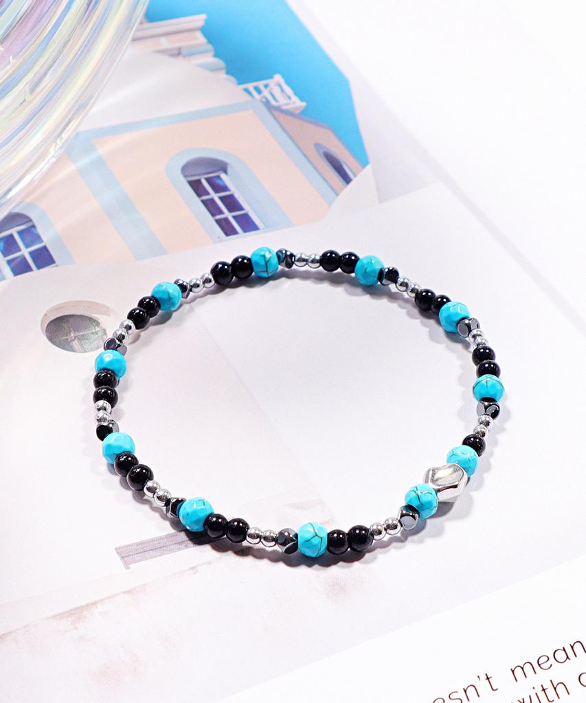 Серебряный браслет Hema с бирюзой Polalita и черным ониксом (Plt-Br-129_Bk)