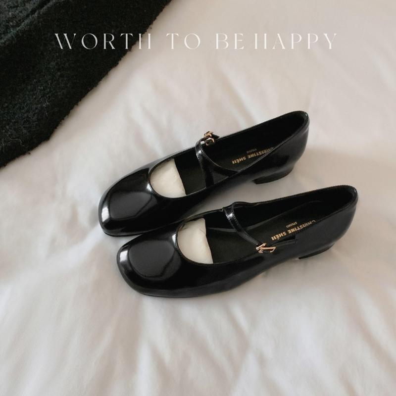 Mary Jane Shoes for Women 2025 Fashion Casual Patent Leather Single Shoes Soft Comfortable Red Ballet Shoes Zapatos De Mujer