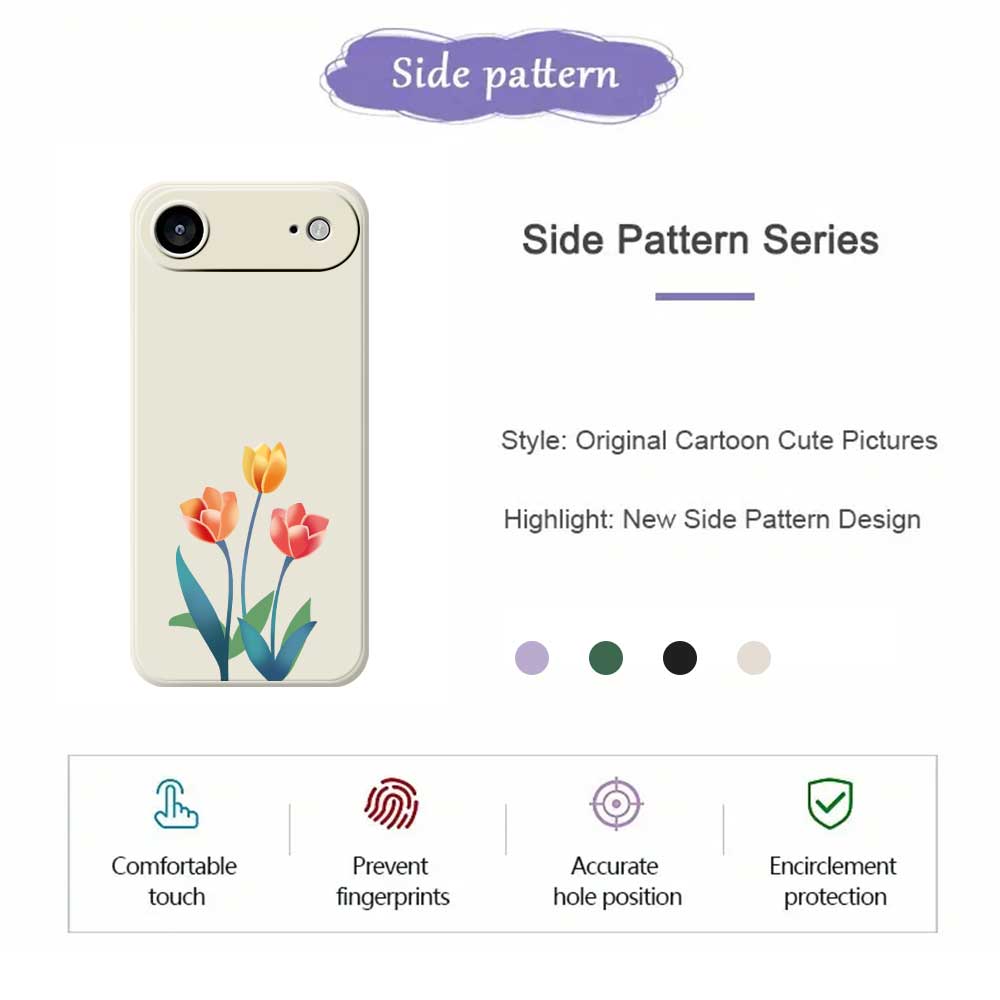 For iPhone 17 Air Case Three Flowers Pattern Printing Straight Edge TPU Phone Back Cover