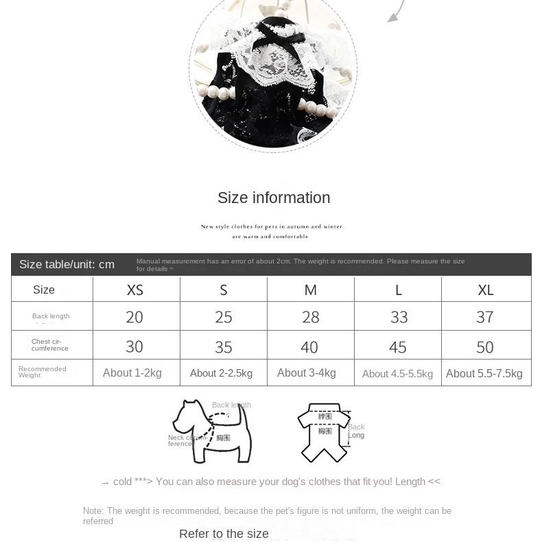 Dog Clothes Spring and Summer Thin Cat Princess Dress Black Lace Dress Hand-made Small Dog Pet.