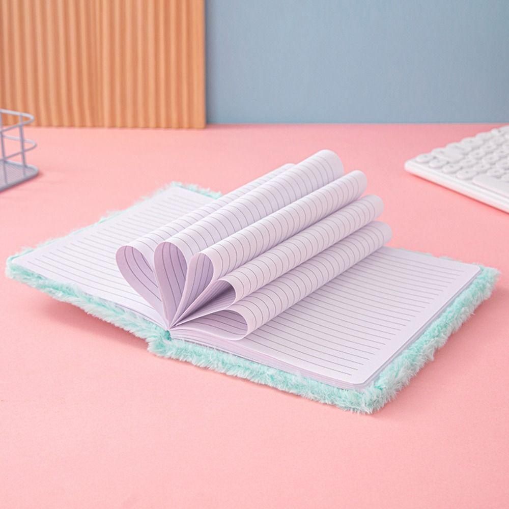 Gradient Colored Plush Fluffy Covered Notebook Funny Student Notebook Office Supplies