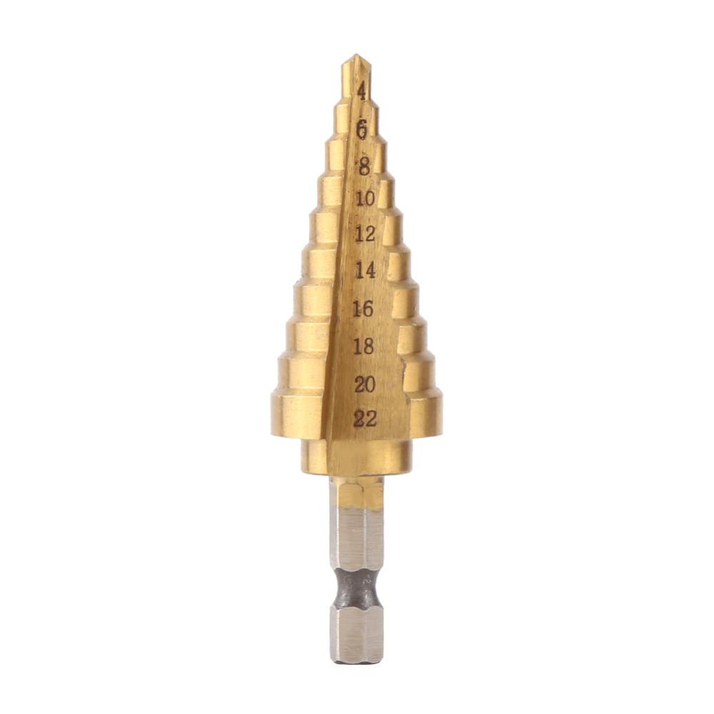 Hex Shank Hole Cutter Titanium Coated Step Drill Bit Set Durable Cone Bits  Wood