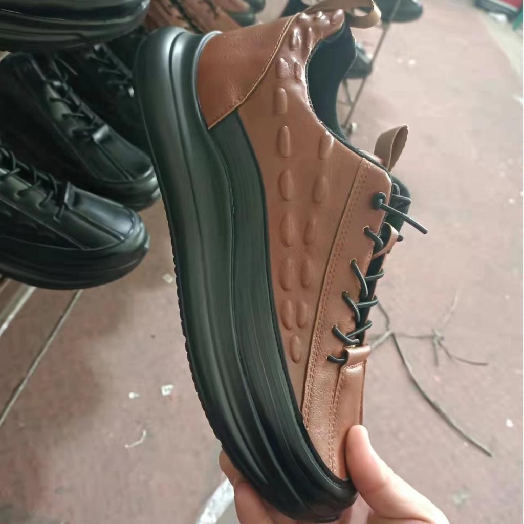 Мужские кожаные туфли с рисунком под крокодила, осенние, на толстой подошве, повседневные, на воздушной подушке, со шнуровкой, кожаные мужские туфли