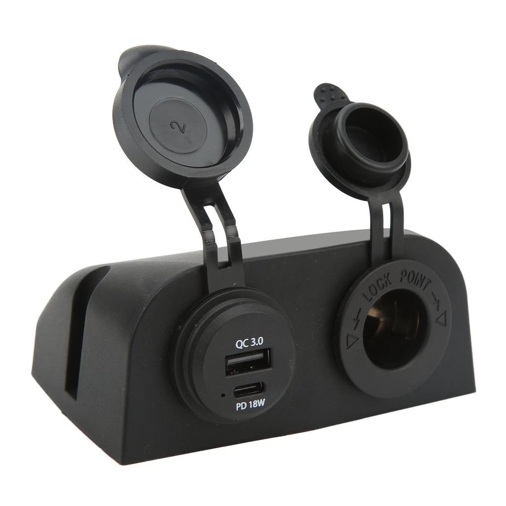 Автомобильное зарядное устройство с двумя портами DC 10–30 В, прикуриватель, USB Type-C, розетка для питания для грузовиков, автодомов, лодок