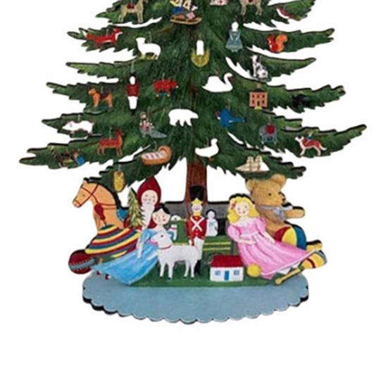 10-дюймовая деревянная мини-рождественская елка ручной работы, 3D рождественская елка, настольное украшение, с ангелом-верхушкой для украшения дома, офиса, каминной полки