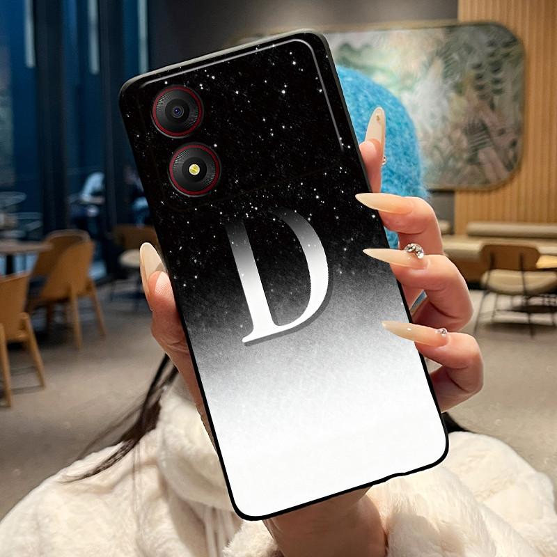 New Design Letter Flower Pattern Soft Silicone Black Phone Case For ZTE Blade A34 4G Anti-scratch Shell ZTE Blade A34 4G Casing