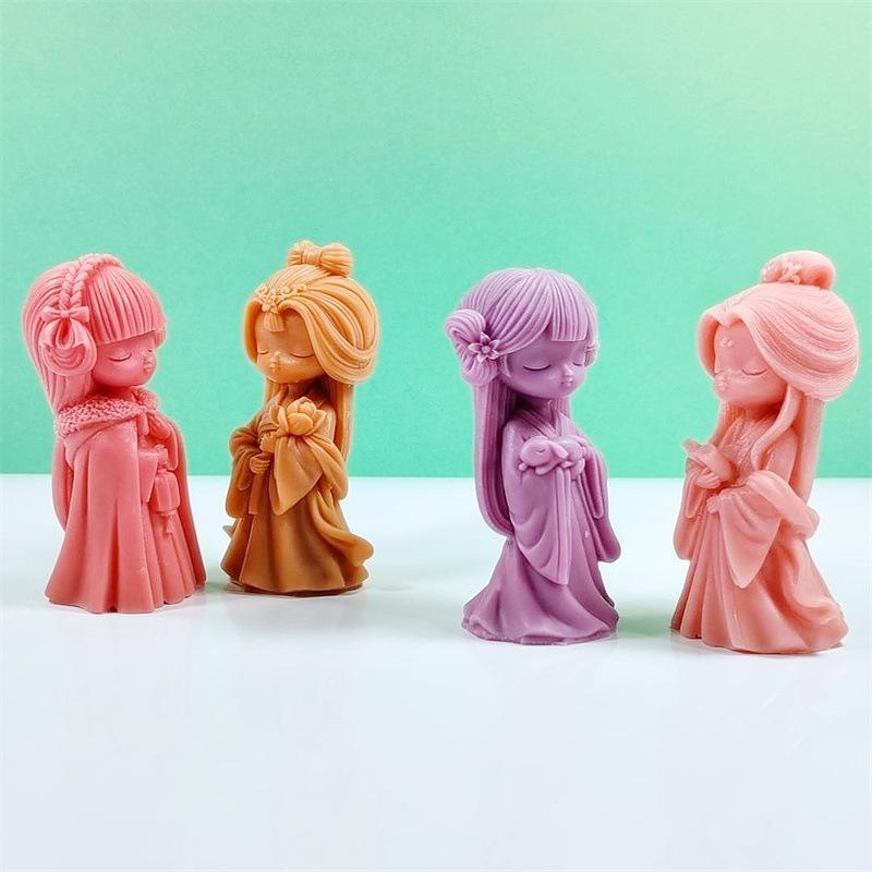 3D Милая Принцесса Силиконовая Форма для Свечей DIY Девочка с Закрытыми Глазами Ароматерапия Гипс Кристалл Смола Форма для Заливки Домашние Поделки Подарки