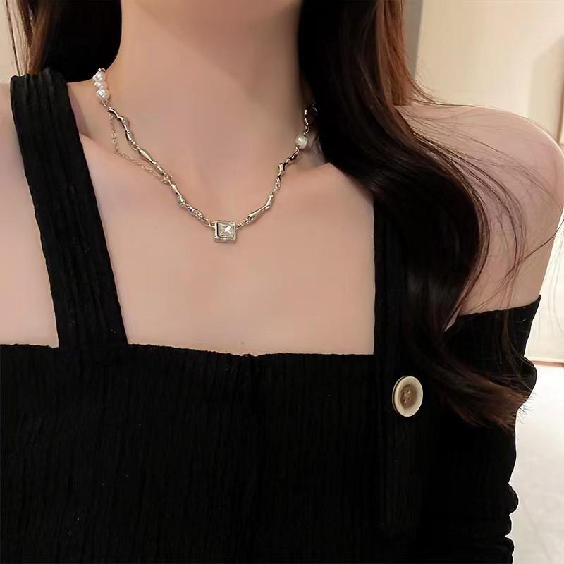 Men's Hip-Hop M Pendant Necklace: Trendy Cuban Chain In Titanium Steel, Stylish and Minimalist Design.