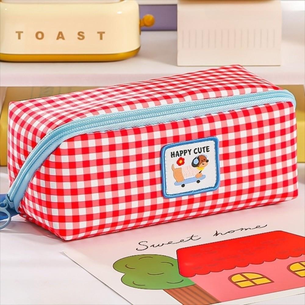 Large Capacity Grid Stationery Bag Korean Style Dopamine Pencil Pouch Prism Pencil Case  Office