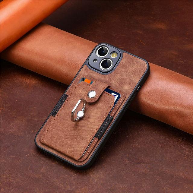 Слот для карты и кольца на палец, кожаный чехол для телефона Iphone 14 Pro Max 15 11 12 13 14 Plus 14pro Iphone14 Iphone13, матовый чехол