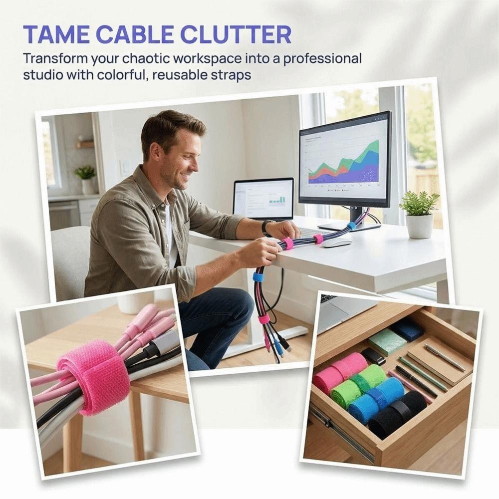 50PCS Reusable Cord Lead Straps Adjustable Wire Ties Colorful Cable Ties  Tape Ties