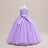 Flower Girl Princess Dress For Weddings Summer Kid Formal Bow Long Gown For School Evening Party Children New Year Cloth LP-509